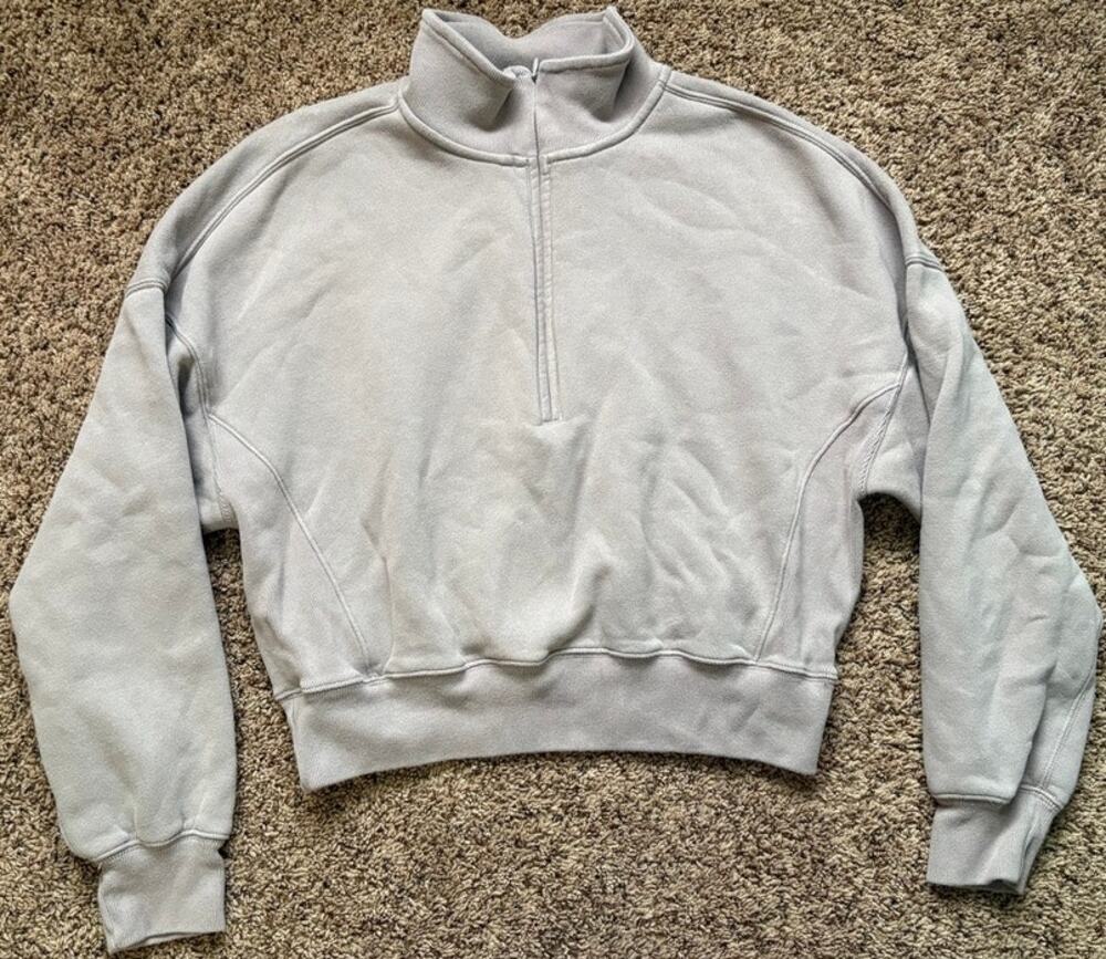 Abercrombie & Fitch Women's Small Taupe Soft A&F Max Essentials 1/4 Zip Pullover